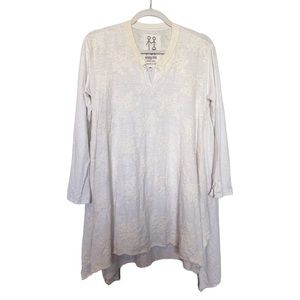 Johnny Was Pete & Greta Drapey Floral Embroidered Tunic Linen Boho Neutral Sz XS